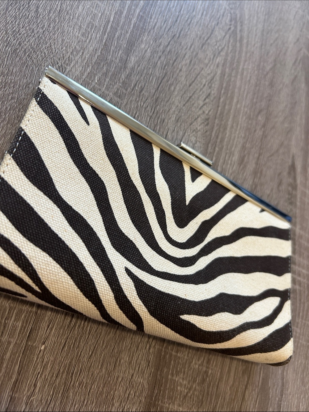 Banana Republic 100% Cotton Zebra Print Clutch/Wristlet